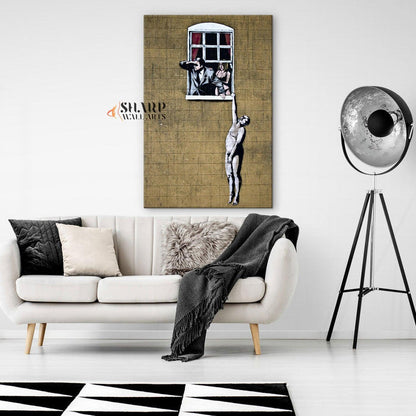 Banksy Well Hung Lover Canvas Wall Art - SharpWallArts