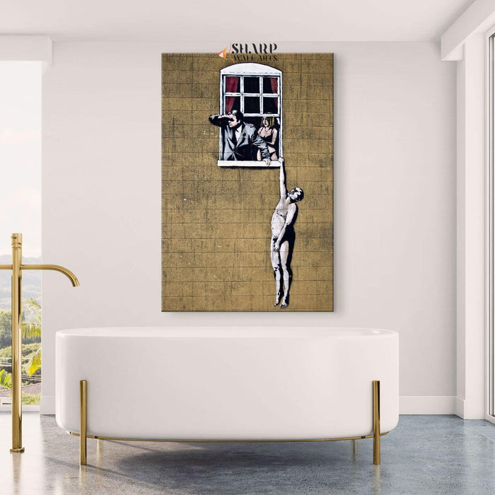 Banksy Well Hung Lover Canvas Wall Art - SharpWallArts