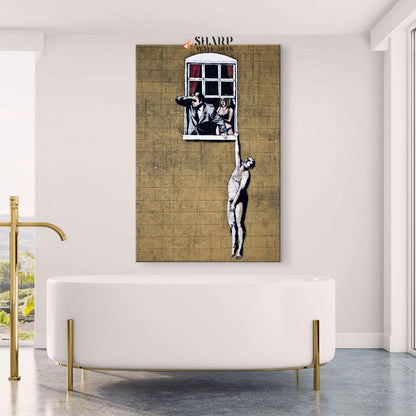 Banksy Well Hung Lover Canvas Wall Art - SharpWallArts