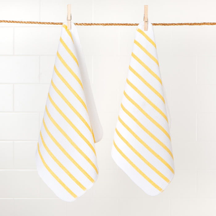 Basketweave Lemon Yellow Dishcloths Set of 2