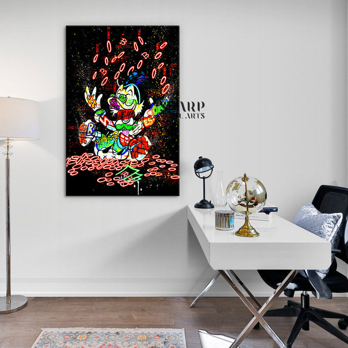 Bitcoin Rich Duck Canvas Wall Art