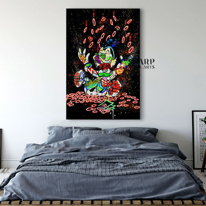Bitcoin Rich Duck Canvas Wall Art