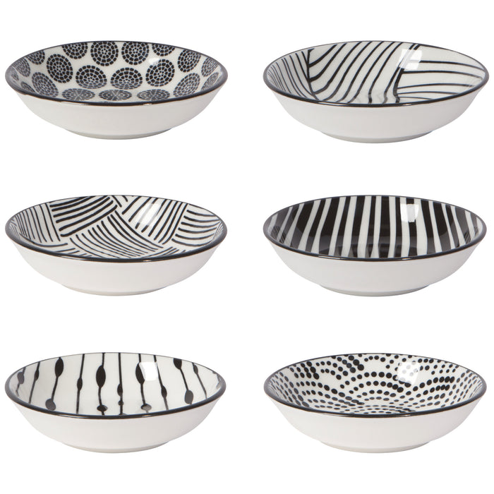 Bits and Dots Black and White Pinch Bowls Set of 6