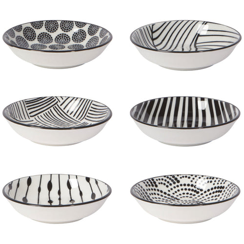 Bits and Dots Black and White Pinch Bowls Set of 6