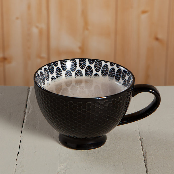 Black Stamped Latte Mug
