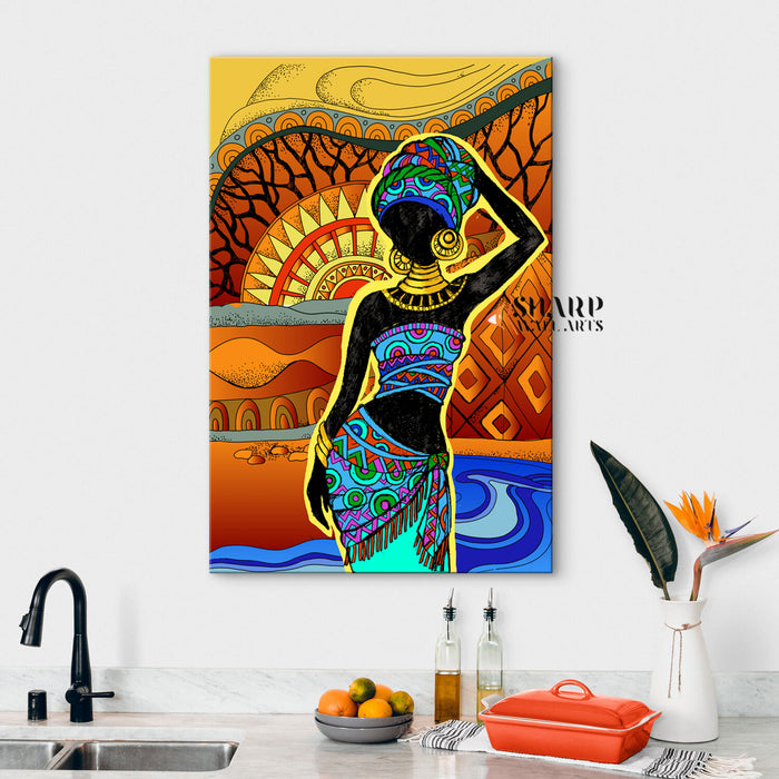 Black Woman Abstract Canvas Wall Art