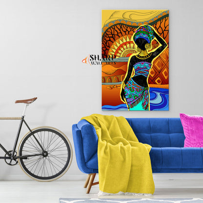 Black Woman Abstract Canvas Wall Art