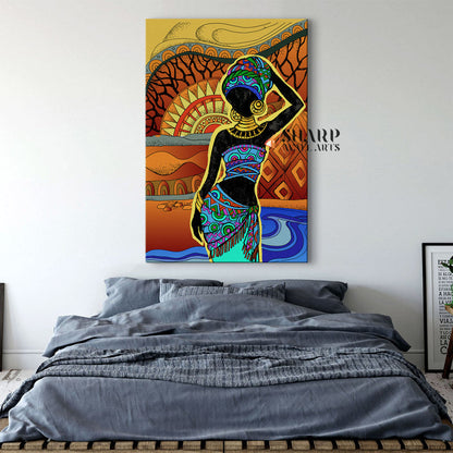 Black Woman Abstract Canvas Wall Art