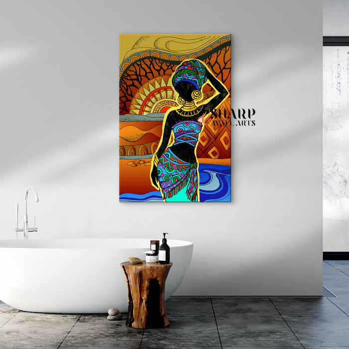 Black Woman Abstract Canvas Wall Art
