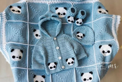 Baby blanket, sweater, beanie, and booties set for warmth and comfort, crafted from baby-safe materials, perfect for everyday use or gifting.