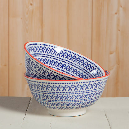 Blue Cross Stamped Bowl 6 inch