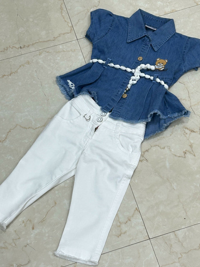 Blue shirt with pant for baby girl - PyaraBaby