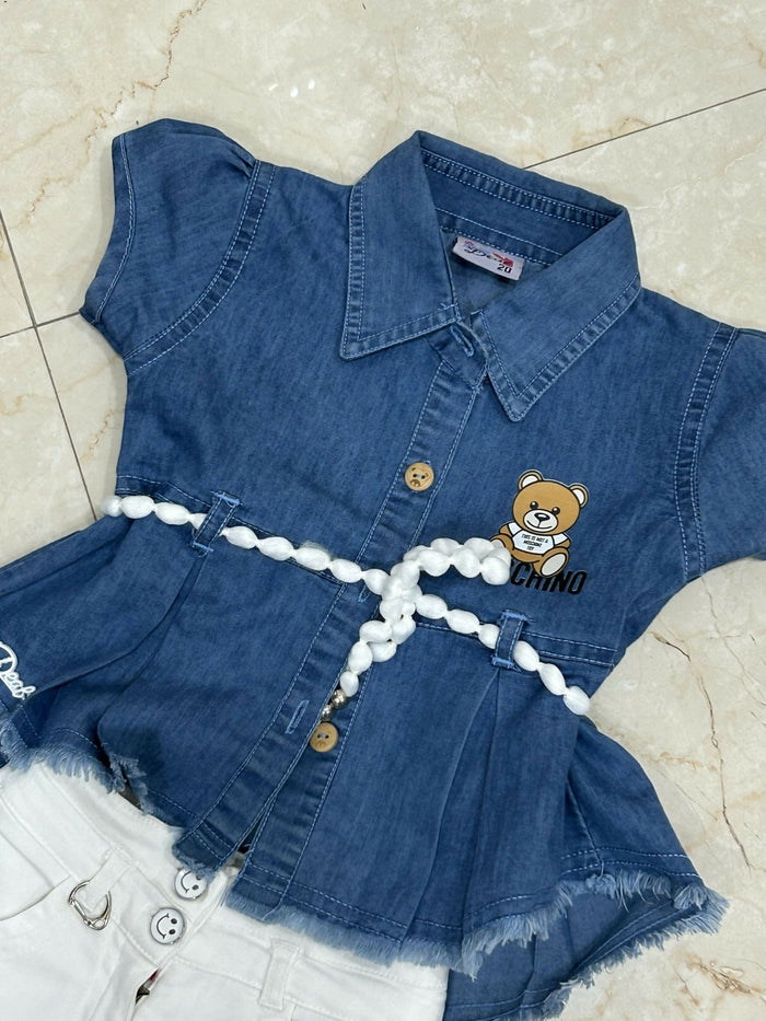 Blue shirt with pant for baby girl - PyaraBaby