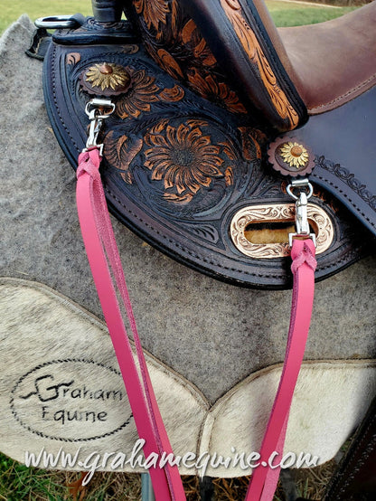 Bright Pink Latigo Saddle Strings (Pair)