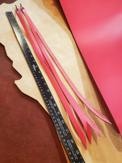 Bright Pink Latigo Saddle Strings (Pair)