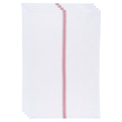 Brooklyn Stripe Poppy Red Dishtowels Set of 4