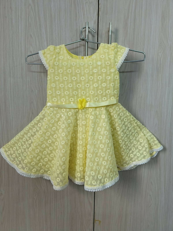 Dress your baby girl in sunshine with the CHERRY CHOCOLATE Dress/Frock in radiant yellow, crafted for sweetness and style.