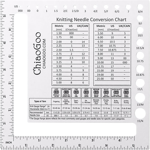 ChiaoGoo Swatch & Needle Gauge