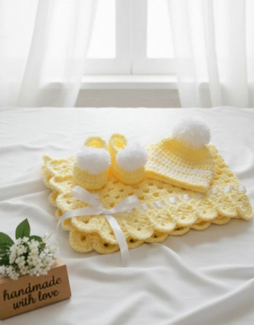 Childsafe Acrylic Yarn Handmade Cap, Booties and Blanket Set
