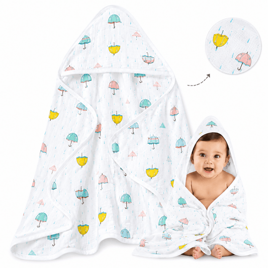 Muslin Cotton Hooded Towel | 70X70 Cm | Single Layer Towel