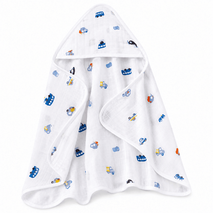COCOSHELL Muslin Cotton Hooded Towel 70X70 Cm  Single Layer Towel