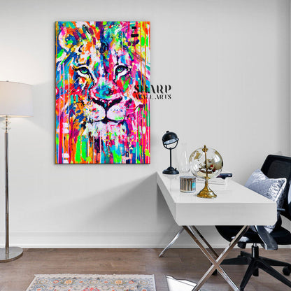 Colorful Lion Graffiti Canvas Wall Art