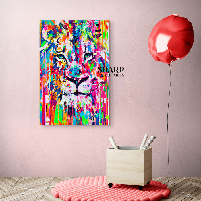 Colorful Lion Graffiti Canvas Wall Art