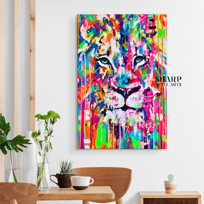 Colorful Lion Graffiti Canvas Wall Art