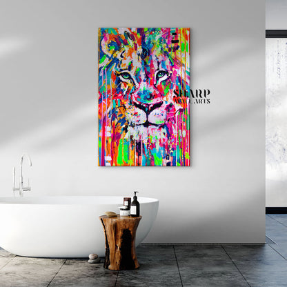 Colorful Lion Graffiti Canvas Wall Art