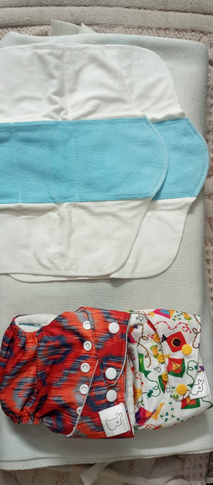 Combo of 2 SUPER BOTTOMS Uno Freesize Premium Cloth Diaper for Babies (3m-3y) + Organic Cotton Pad  Free Size