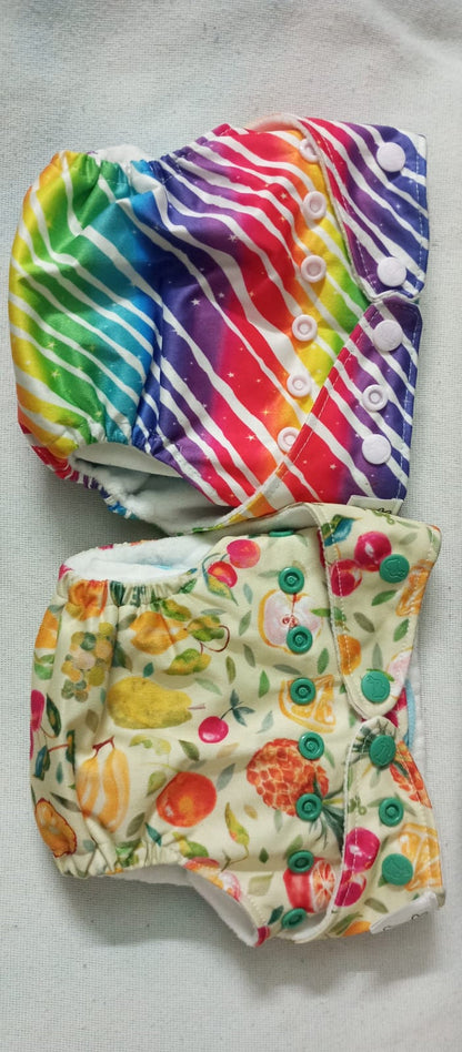 Combo of 2 SUPER BOTTOMS Uno Freesize Premium Cloth Diaper for Babies (3m-3y) + Organic Cotton Pad  Free Size