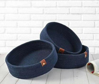 COTTON ROPE WOVEN STORAGE BASKET SET (3 PCS – ROUND)