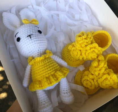 Crochet Bunny Soft Toy with Shoes – Handmade, Adorable & Safe Plush Toy for Babies