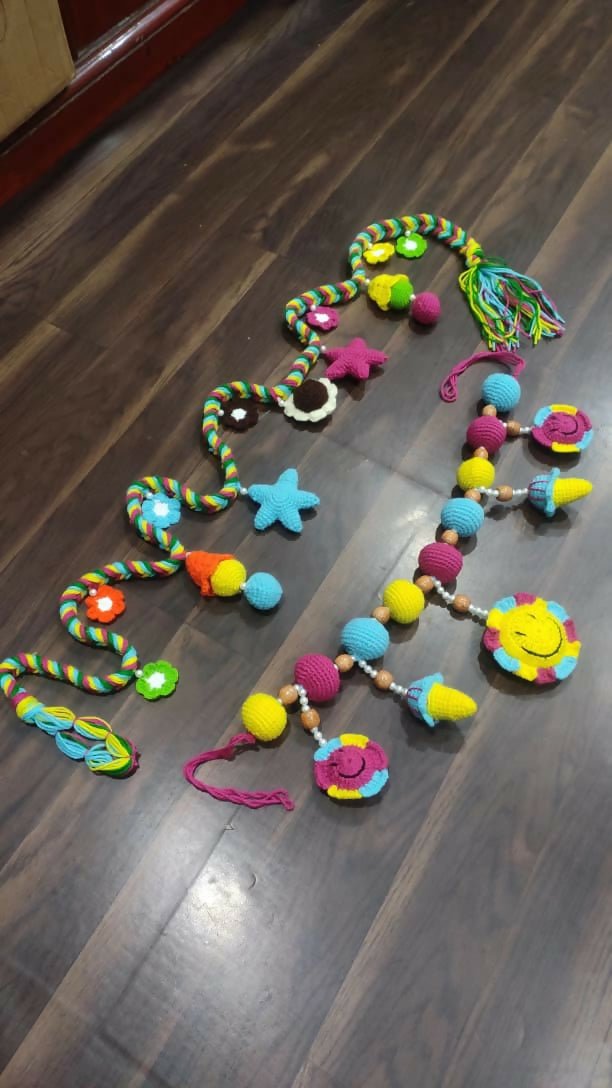 Colorful toy chain with various shaped beads