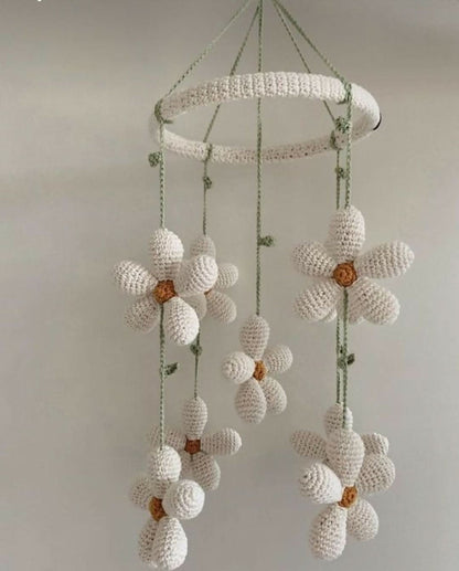 Crochet cradle hanging /cot mobile with bells