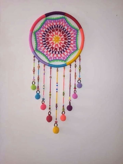 crochet dreamcatcher, handmade wall decor, boho dreamcatcher, nursery wall hanging, crochet home decoration