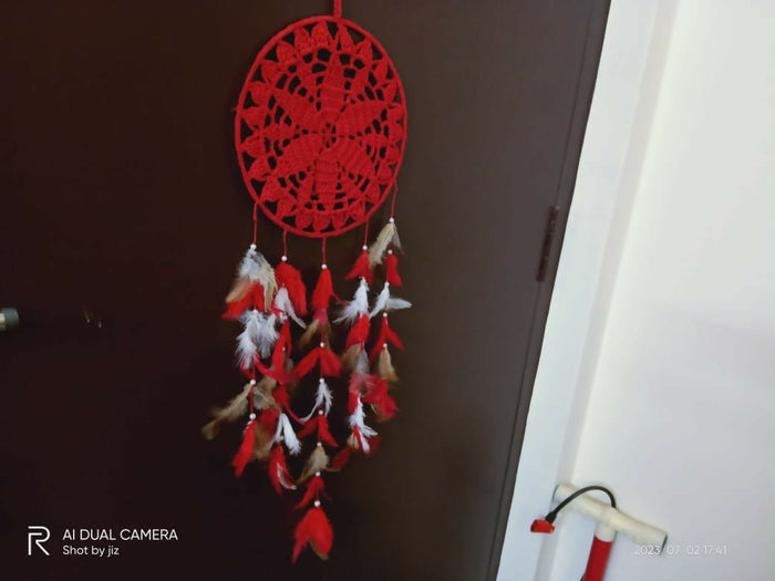 crochet dreamcatcher, handmade wall decor, boho dreamcatcher, nursery wall hanging, crochet home decoration