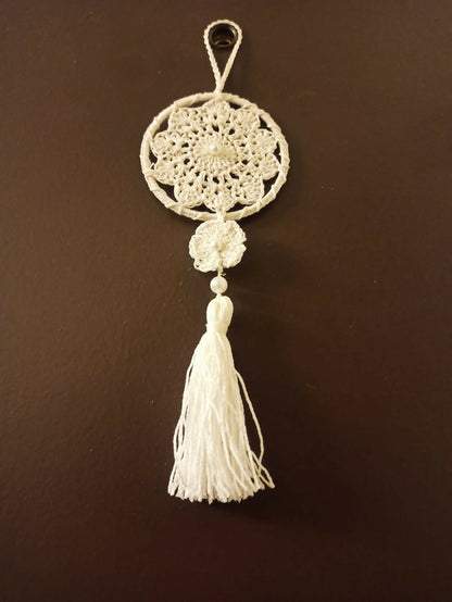 crochet dreamcatcher, handmade wall decor, boho dreamcatcher, nursery wall hanging, crochet home decoration