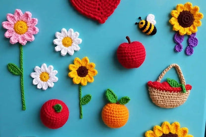 Crochet fridge magnets – colorful, handcrafted charm to brighten your kitchen space.