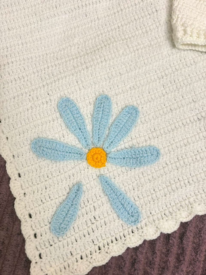 Crochet Handmade Baby Blanket and Sweater Combo with Child Name