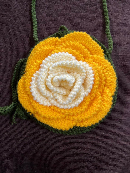 Crochet Handmade Flower Shape Sling Bag