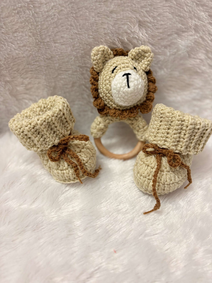 Crochet New Born Baby Gift Set/ Crochet Handmade Rattle And Shoes Set