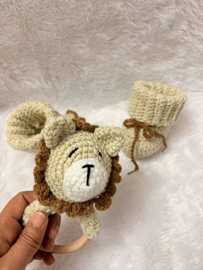 Crochet New Born Baby Gift Set/ Crochet Handmade Rattle And Shoes Set