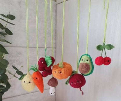 Handcrafted Crochet Play Gym Set / Cradle Hanging Set: 100% cotton yarn, safe and vibrant toys for baby’s playtime and naptime.