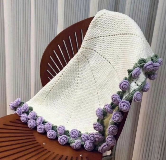 Crochet Rose Blanket/ Crochet Baby Blanket/ Handmade Flower Banket