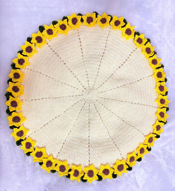 Crochet Sunflower Blanket or Table Mat – Handmade, Soft & Beautiful
