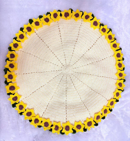 Crochet Sunflower Blanket or Table Mat – Handmade, Soft & Beautiful
