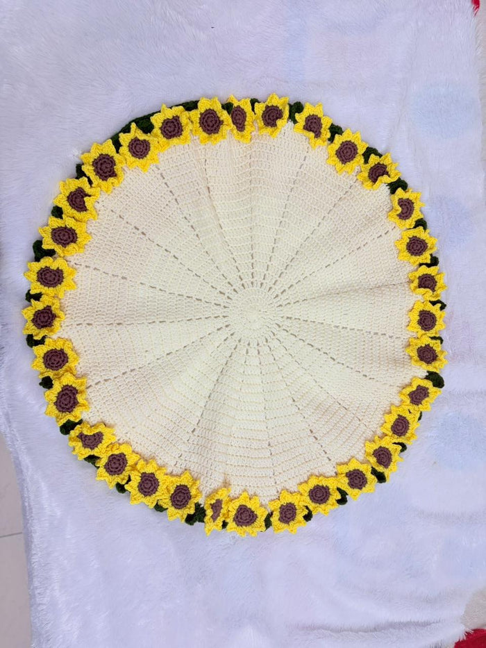 Crochet Sunflower Blanket or Table Mat – Handmade, Soft & Beautiful