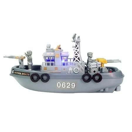 CUBE PLAY Electric Mini Carrier Ship Model Toy with Music – Grey