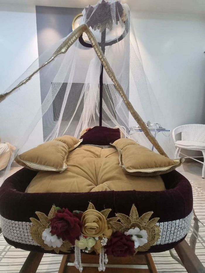 Customized Velvet Bamboo Bed For Newborn - PyaraBaby